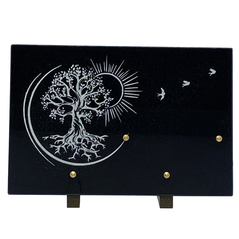 plaque granit funéraire arbre de vie