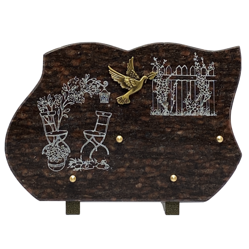 plaque granit litho jardin fleuri