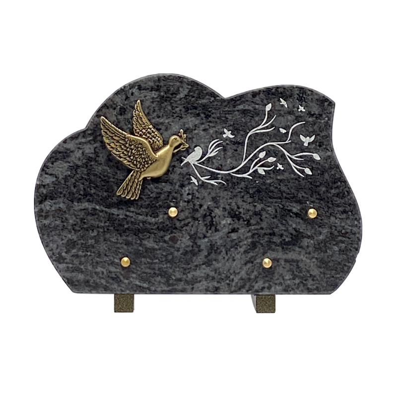plaque granit litho oiseaux