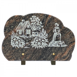 Plaque funéraire décor jardinière
