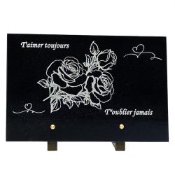 plaque granit funéraire bouquet de roses