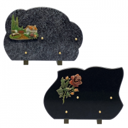 Plaque funéraire bronze en couleur