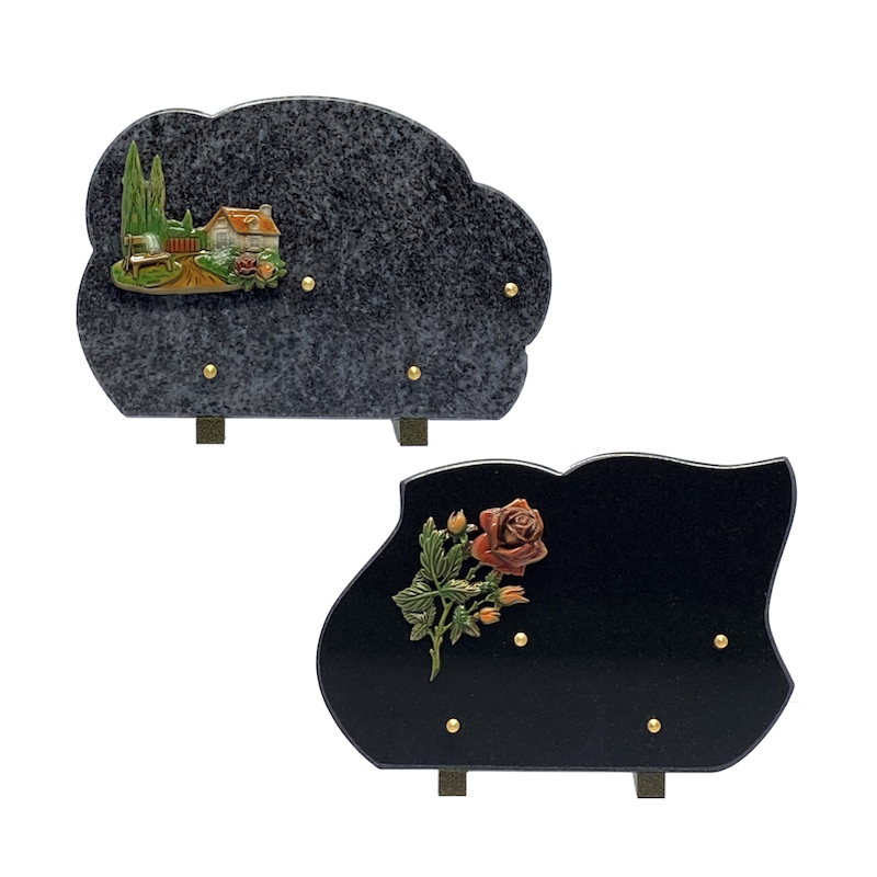 Plaque funéraire bronze en couleur