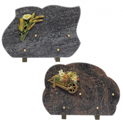 Plaque funéraire bronze en couleur