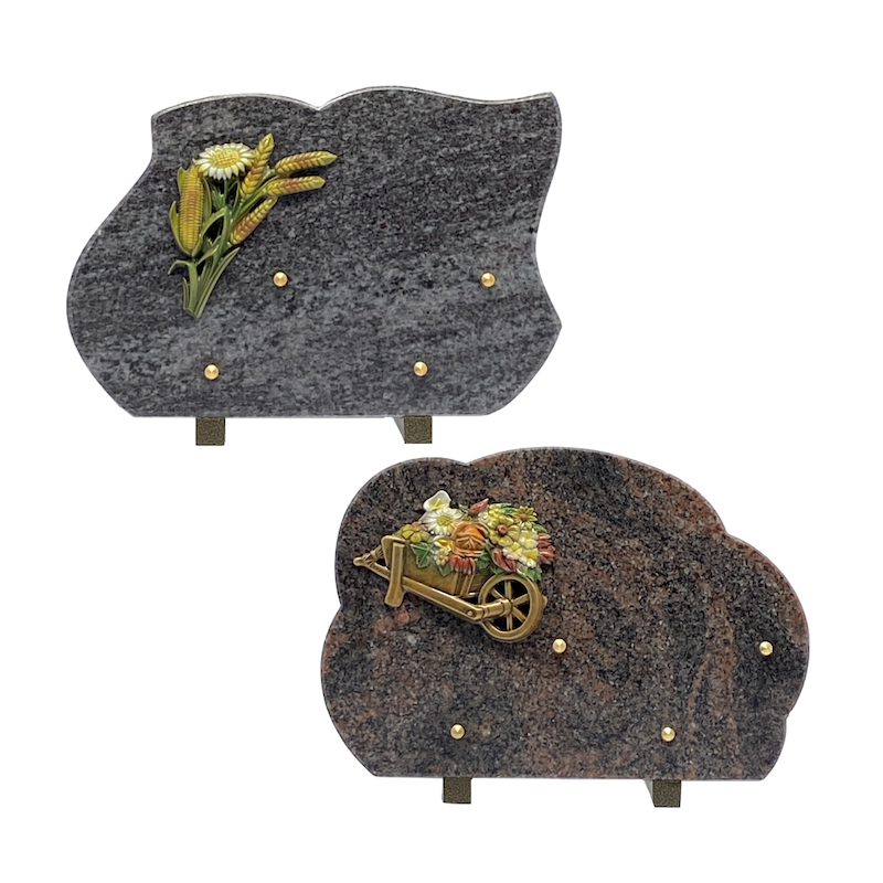 Plaque funéraire bronze en couleur