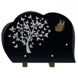 Plaque funéraire arbre papillon