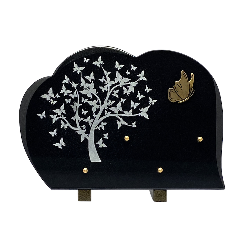 Plaque funéraire arbre papillon