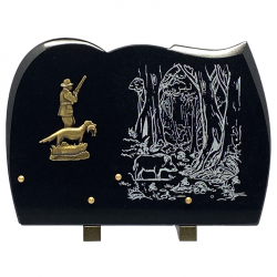 Plaque funéraire chasseur sanglier